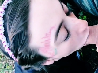 Mountain-side Public Facefuck with a Kinky Couple