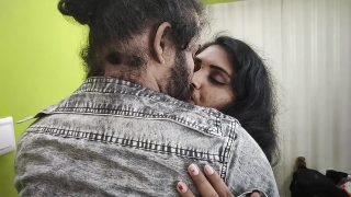 Vaishnavy Saree removal and bra show with boobs kiss and press by Sharun Raj, Mallu hot couple saree removal and boobs kiss,