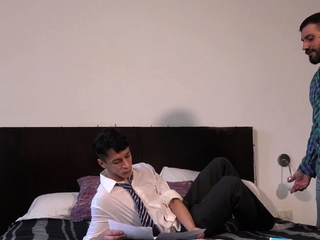 Gay DILF barebacks skinny bottom twink after college