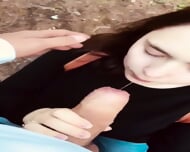 College Teen Study Break Blowjob Outdoors