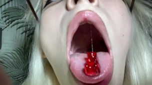 😅😇These gummy bears taste so good while I swallow them in my school outfit  (Giantess Vore)