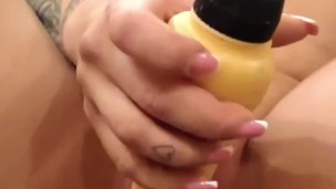 I want my milky pussy to cum – I fuck myself with a carrot dildo