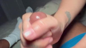 My GF sister gave me a quick handjob – LOTS OF CUM
