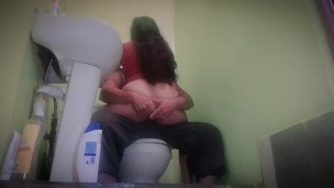fucking fast in the bathroom with my wife’s friend who is outside preparing dinner