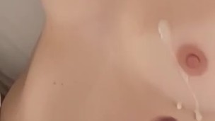 Surprise cumshot  on young tits