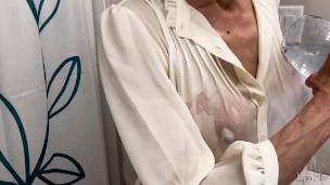 Wanna See What’s Under My School Uniform? – Undressing Afterschool, Dry to Wet White Blouse